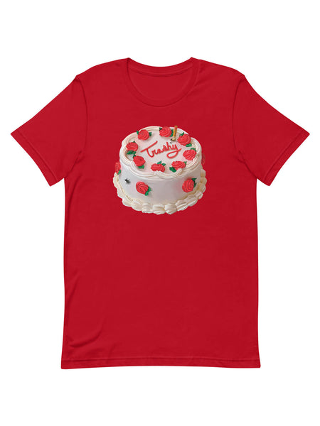 Red kitschy cake t-shirt.