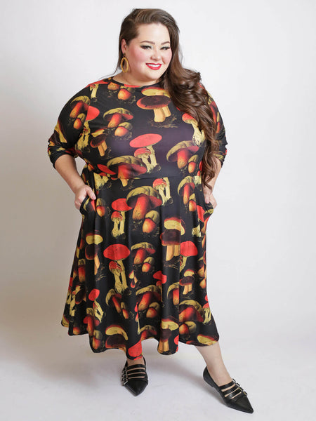 Vintage mushroom plus size long sleeve dress.