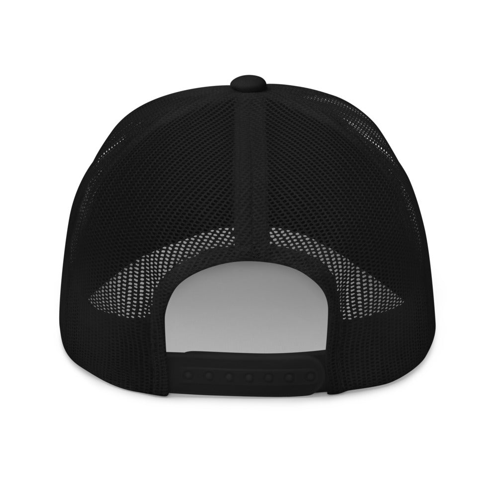 Black mesh cap.